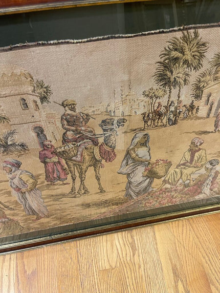 Antique Belgium/French framed tapestry as is62 1/2 in wide x 24 1/2 in high
