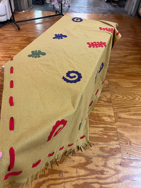 Vintage Mustard Wool Blanket~ 54" w x 72" l