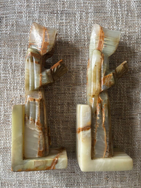 Pair of Onyx Monk Bookends 10.5H