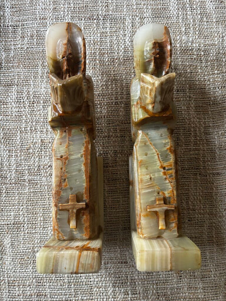 Pair of Large Onyx Monk Bookends 10.5H