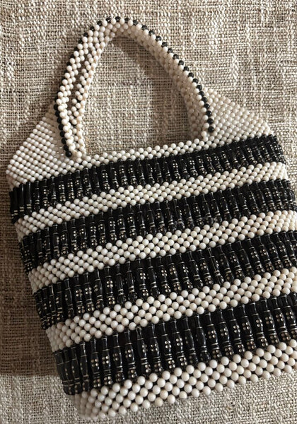 Vintage Black and White Beaded Bag