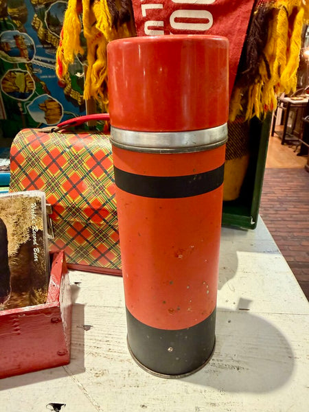 JFV ~ Vintage red & black stripe thermos