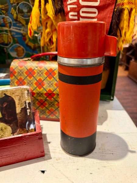 JFV ~ Vintage red & black stripe thermos