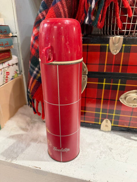 JFV ~ vintage tall dark red thermos