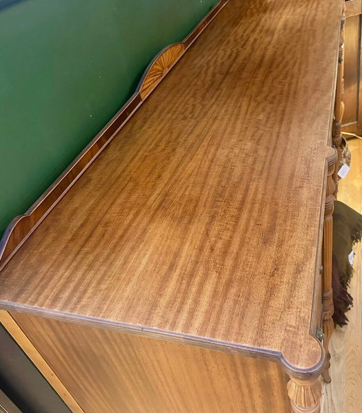 Antique Berkey & Gay Furn Sideboard, Burled Accents, Orig Lionshead Hardware. As found 72"W x 22 1/4"D x 37 1/4"H, Store Pickup