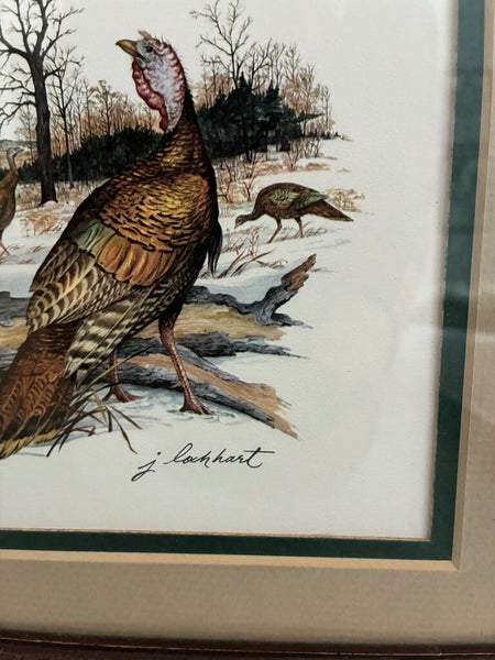 Vintage James Lockhart Wild Turkey Double Matte Framed Art 10" x 12"