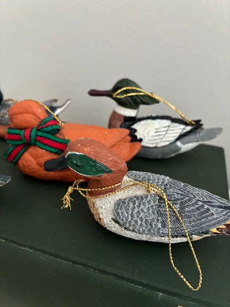 Vintage Set of Five Duck Ornaments 3.5"w