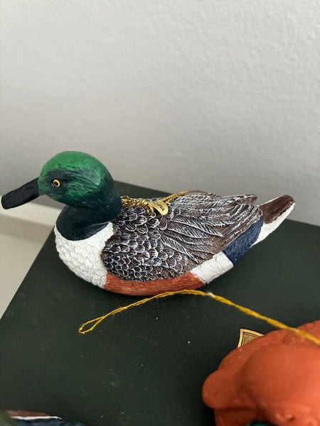 Vintage Set of Five Duck Ornaments 3.5"w