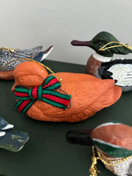 Vintage Set of Five Duck Ornaments 3.5"w