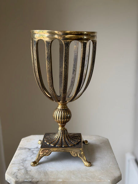 Caged Lidded Metal Urn