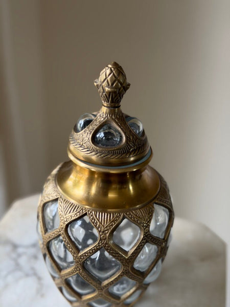 Small Bubble Glass Lidded Jar