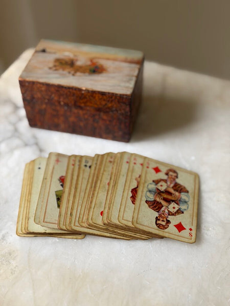 1841 53 Mini Playing Cards in Hand Painted Box