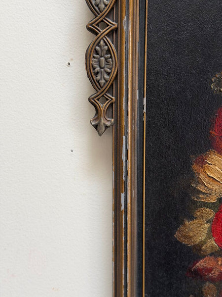 0447 Antique Oil on Board Floral