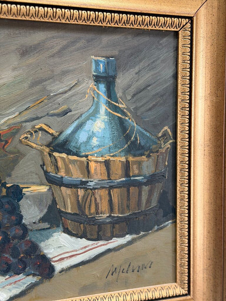 1487 Autumn Vibes Still life w/ fruit and jug oil on canvas