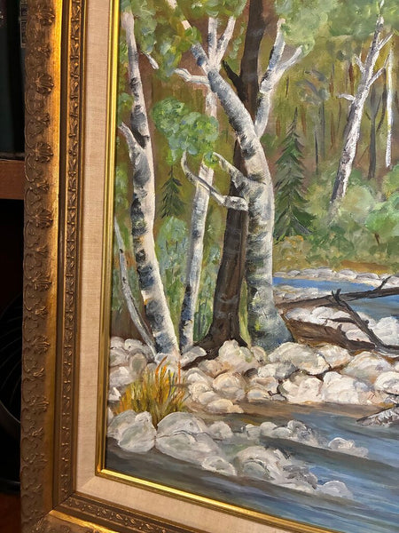 Vintage OIl on Canvas Signed Artwork in Ornate Frame 29.5 x 23'