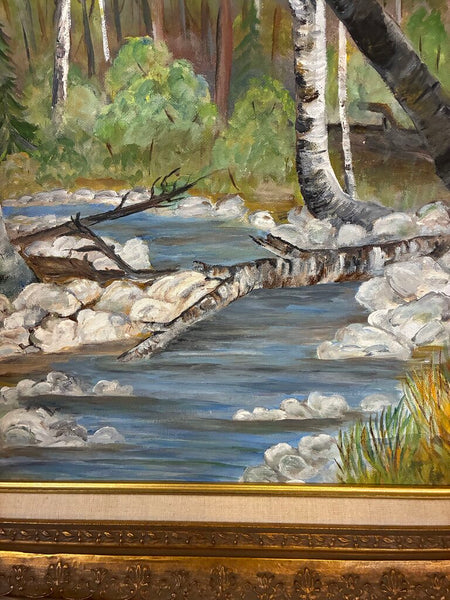 Vintage OIl on Canvas Signed Artwork in Ornate Frame 29.5 x 23'