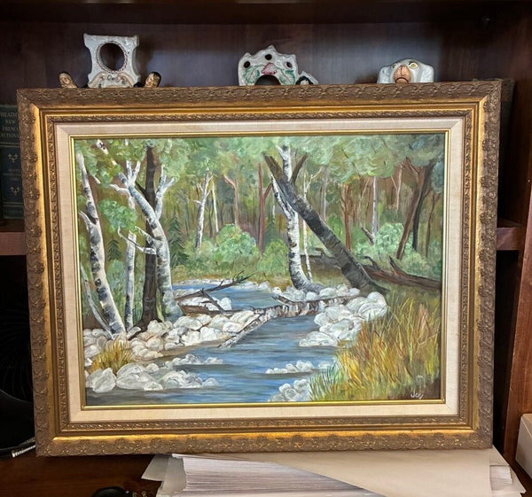 Vintage OIl on Canvas Signed Artwork in Ornate Frame 29.5 x 23'
