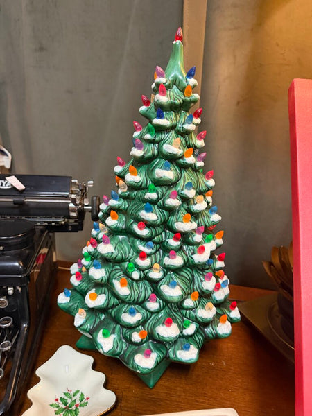 Lit Ceramic Christmas Tree with Music Box H4002