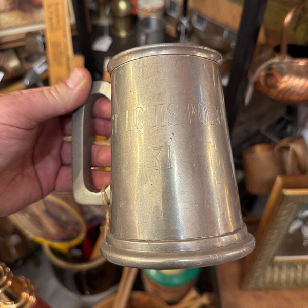 Sheffield English Pewter Mug, Engraved "ST. LOUIS POLO 71"