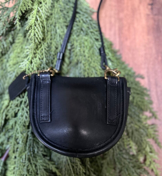 Vintage COACH Mini Turnlock Bag/Belt Bag Black Leather #9826 Firm