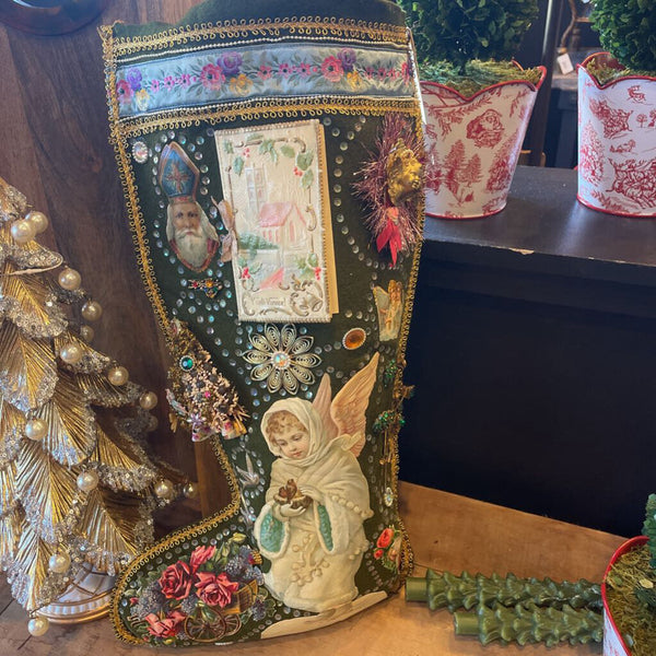 Moxie - Antique Victorian Scrap Christmas Stocking