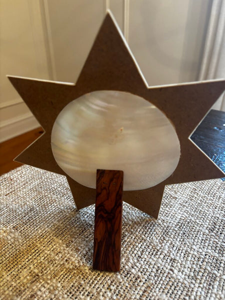 Carved Mother of Pearl Nativity on Stand (as found)