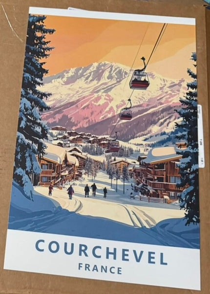 Courchevel France Print 17"x11" with Magnetic Wooden Frame Hanger H4084