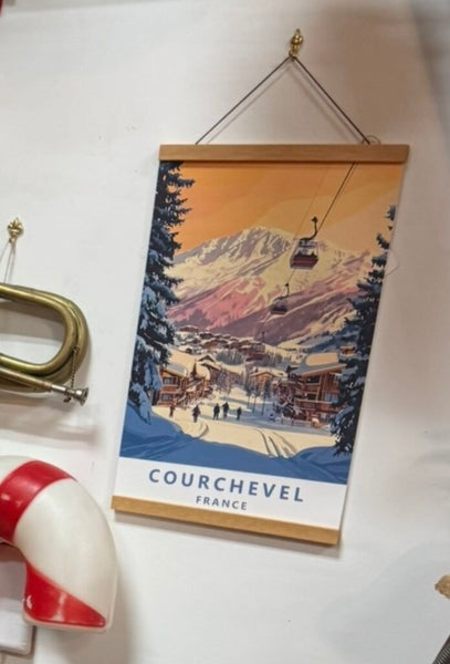 Courchevel France Print 17"x11" with Magnetic Wooden Frame Hanger H4084