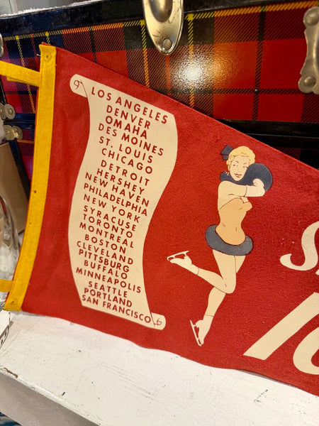 JFV ~ Vintage Ice Follies red pennant