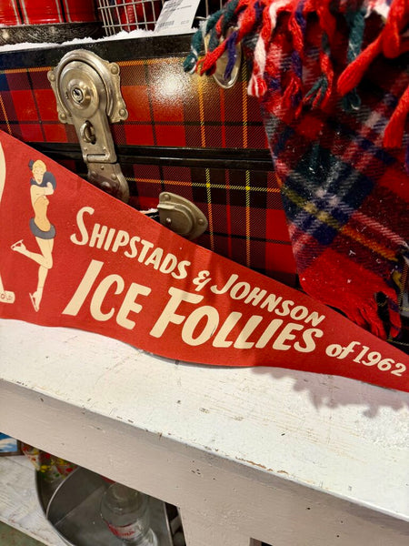 JFV ~ Vintage Ice Follies red pennant