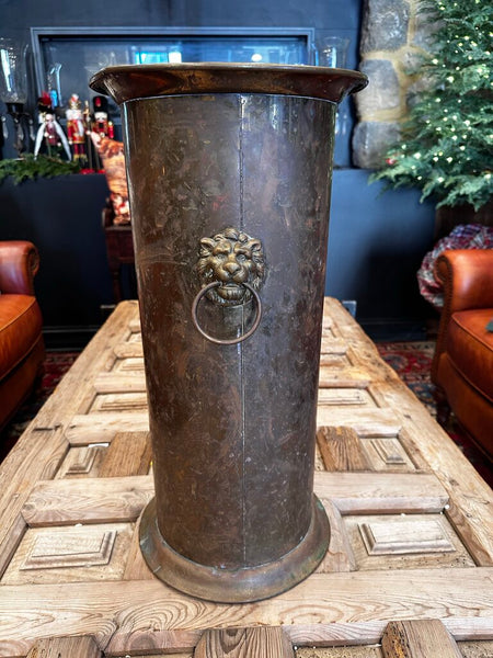 Vintage Brass Lion Head Umbrella Stand 22T
