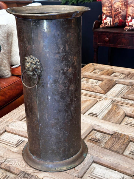 Vintage Brass Lion Head Umbrella Stand 22T
