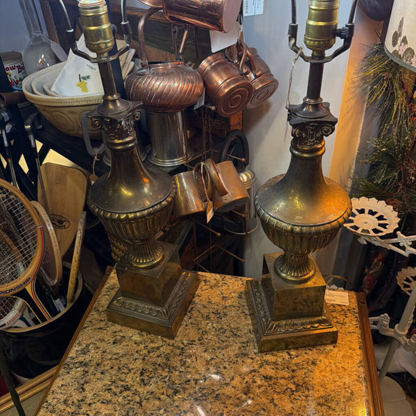 Pair of MCM Brass Lamps