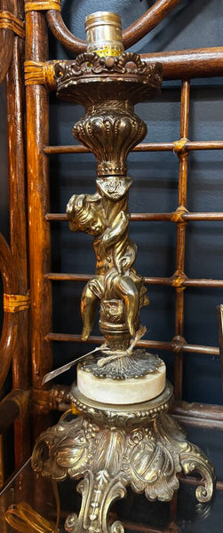 Vintage Brass Cherub Parlor Banquet Hollywood Regency Lamp 1960