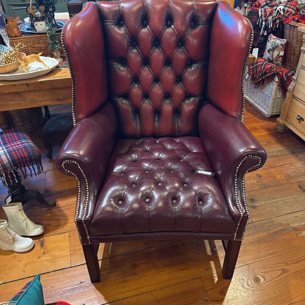 Wingback Leather Chair as found 35W 45H 30D IN STORE PICKUP ONLY
