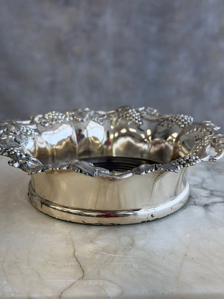 1711 Silverplate/wood Coaster