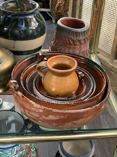 Glazed terra cotta vase with handle