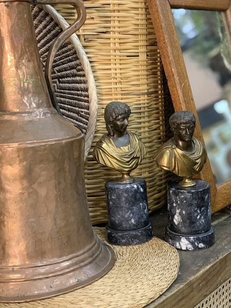 Vintage Bronze & Marble Italian Bust set