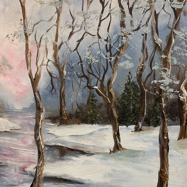 Vintage signed Winter tree landscape