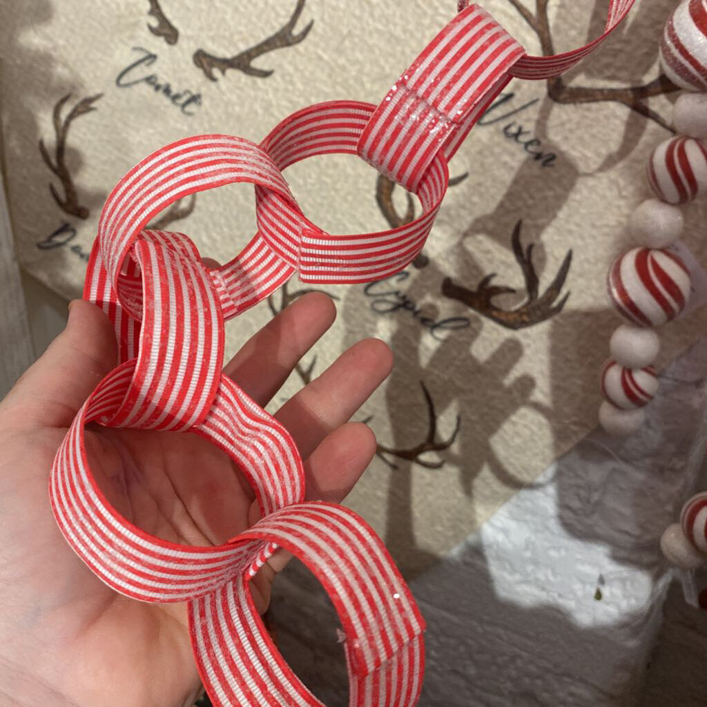 Vintage inspired red and white striped garland