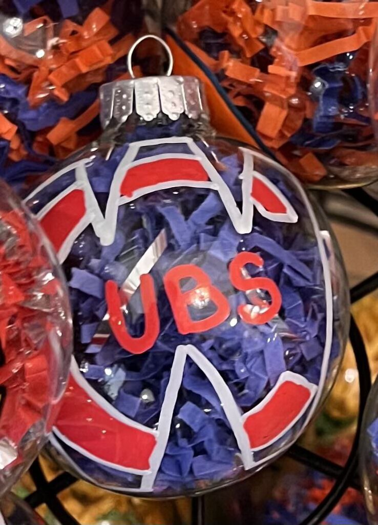 Hand-painted Cubs ornament