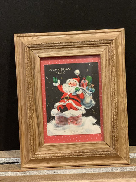 Vintage framed Santa Christmas card