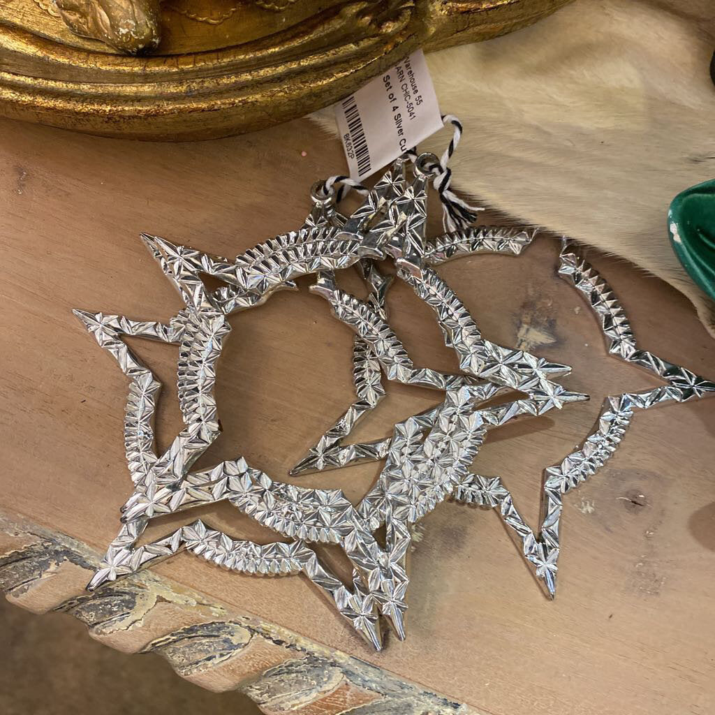 Set of 4 Silver Cutout Ornaments