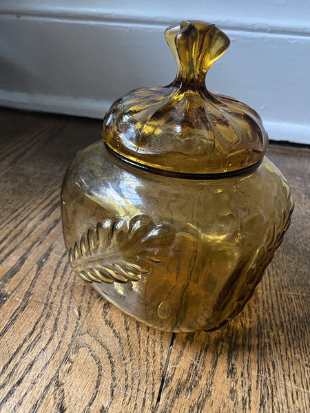Amber Glass Container with Lid W0784