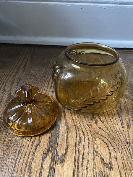 Amber Glass Container with Lid W0784