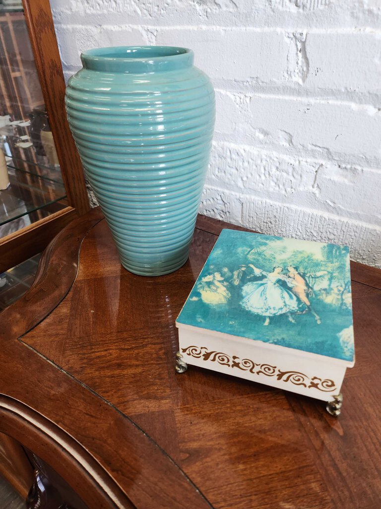 Turquoise pottery vase