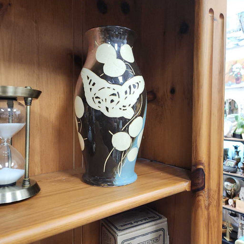 Pottery vase 11" tall (inside glaze coming off)
