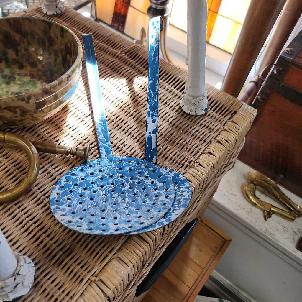 Blue enamel swirl ladle