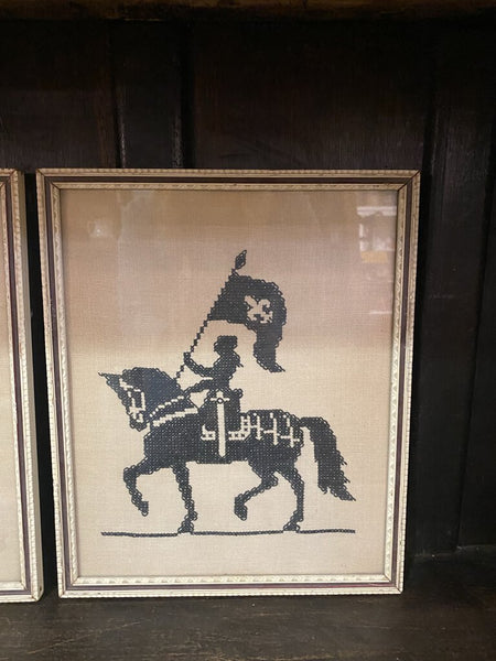 Vintage Cross Stitch Medieval Rider #2-10" x 12"
