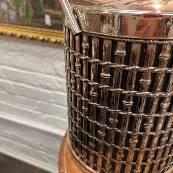 Vintage MCM Silver Plate Bamboo Ice Bucket